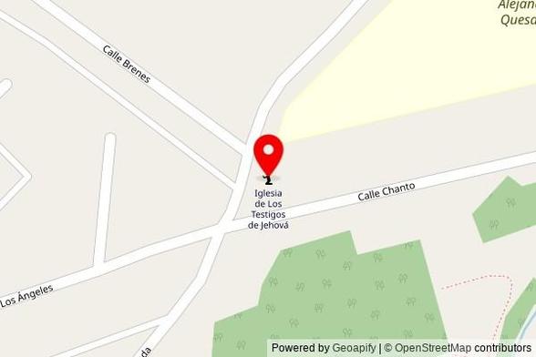 A zoomed out map with a pin at the position of Iglesia de Los Testigos de Jehová, Calle Alejandro Quesada, Concepción, Los Ángeles, 30305 Costa Rica
