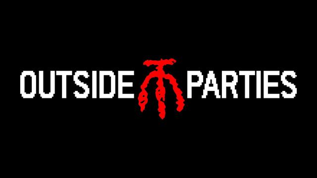 OUTSIDE PARTIES logo with red rune