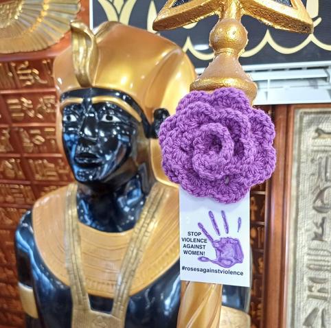 a purple crocheted purple rose in Port Ghalib, Egypt