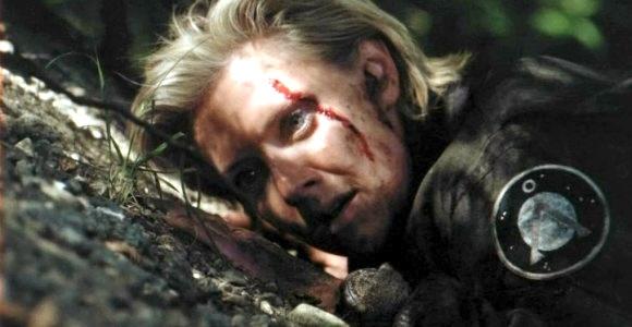 Samantha Carter, bloodied and hiding in the jungle