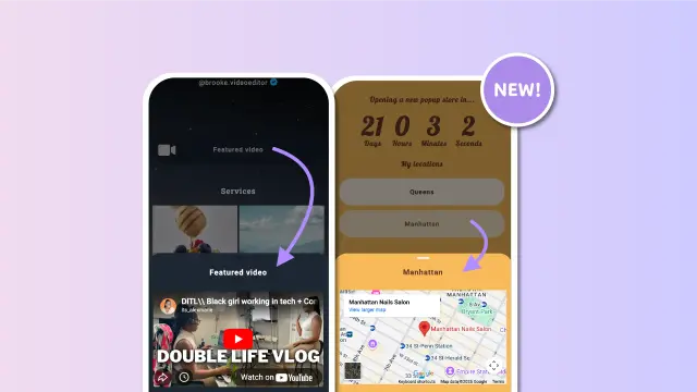 Screenshots from Lnk.Bio showing the new feature