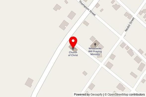 A zoomed out map with a pin at the position of Church of Christ, Rawson Street, North Andros, Bahamas