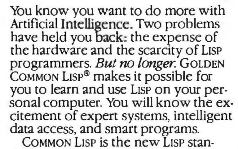 Advert for Golden Common Lisp