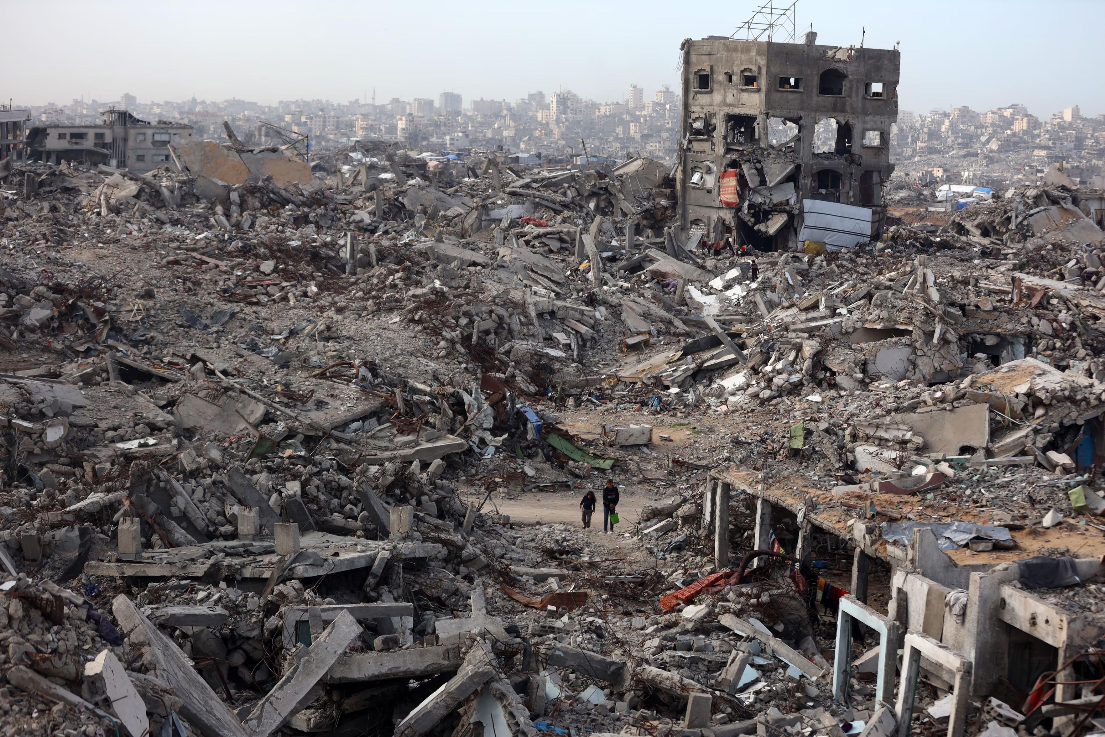 Destroyed buildings in Jabaliya, in the northern Gaza Strip.