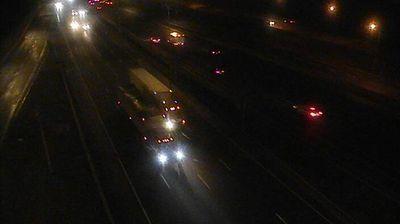 Traffic cam looking NE located on the Burlington Skyway over Lake Ontario. // Image captured at: 2025-12-10 23:59:49 UTC (about 1 min. prior to this post) // Current Temp in Burlington: 31.50 F | -.28 C // Precip: broken clouds // Wind: NW at 14.965 mph | 24.08 kph // Humidity: 82%