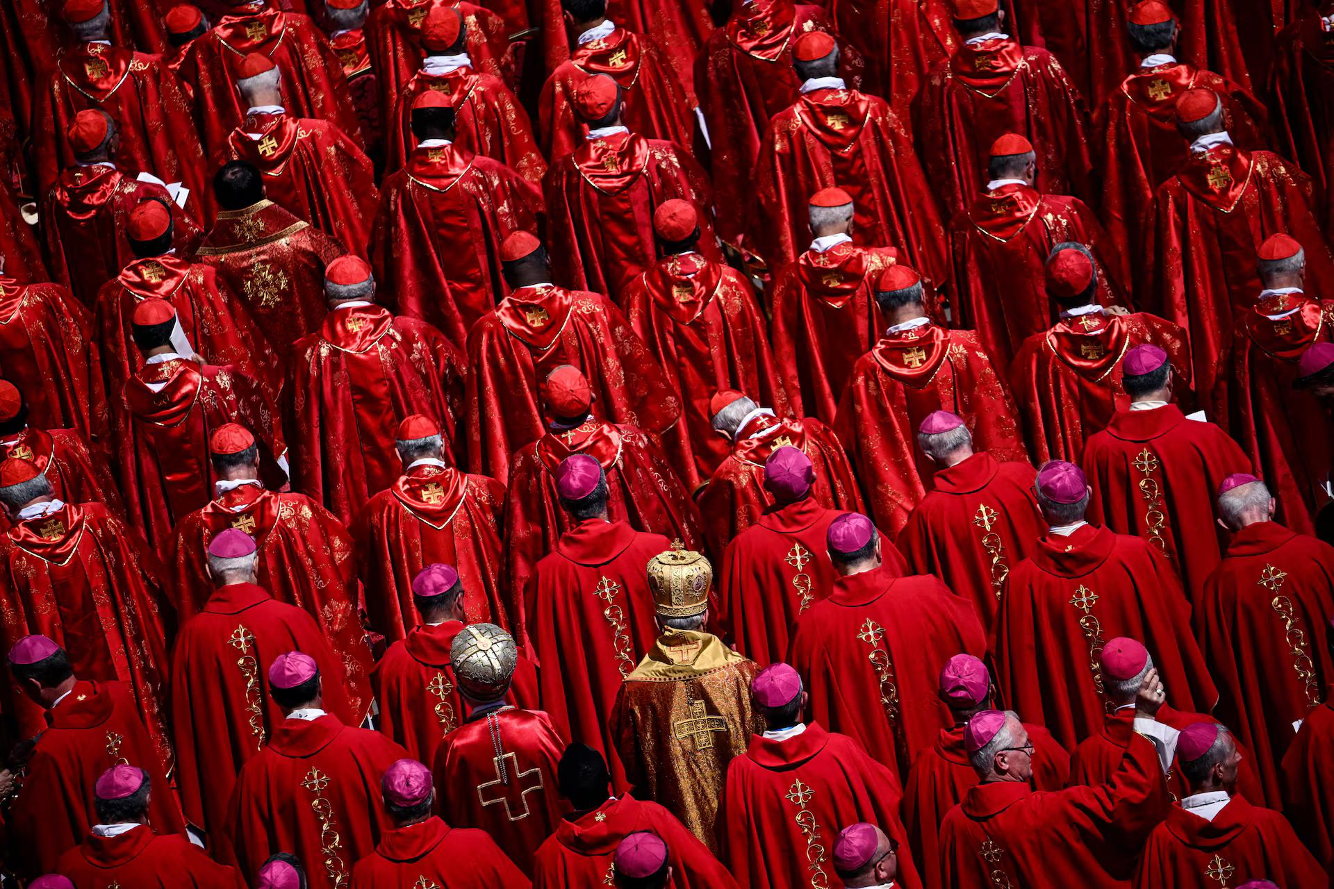 Members of the clergy attend the funeral Mass of Pope Francis, at the Vatican.