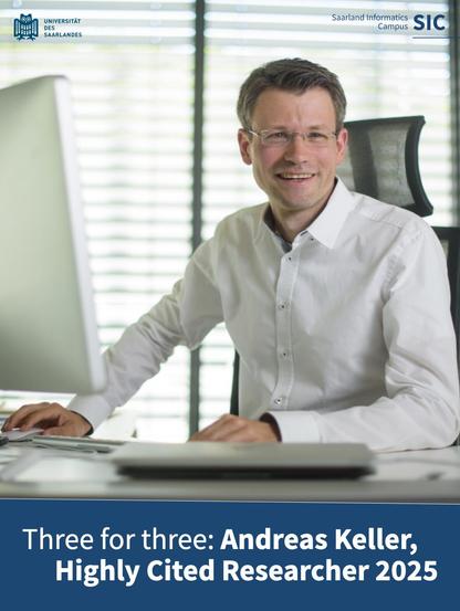 Prof. Dr. Andreas Keller, seated at a desk in front of his computer.
