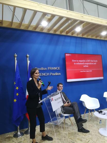 Anna Pérez Català intervenint a la COP de París (cedida per Anna Pérez Català)