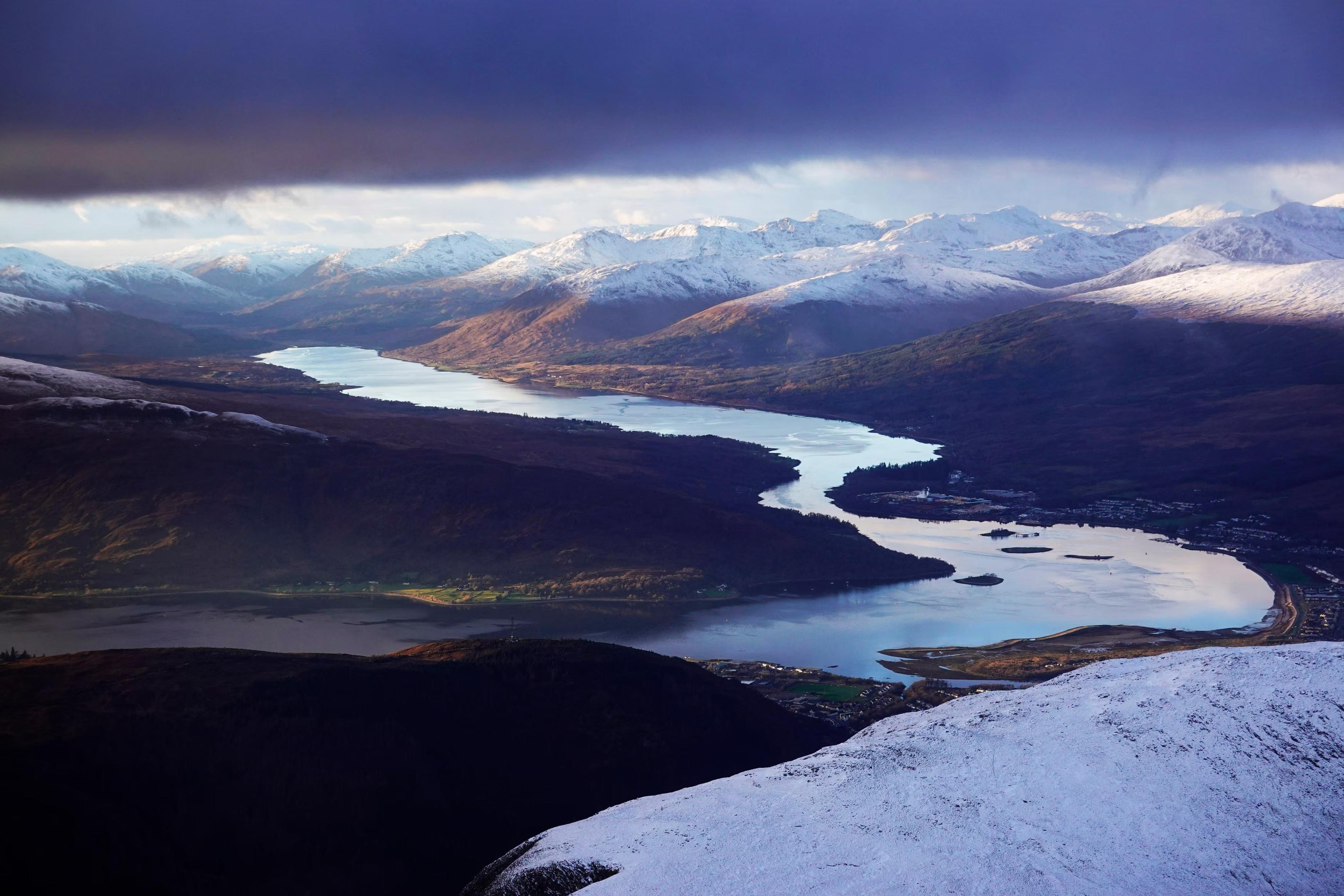 Looking from the main path on Ben Nevis with Fort William, Loch Eil and Lochaber in the distance.
