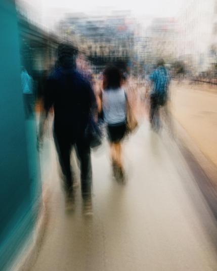 Impressionistic, colour street photograph with intentional camera movement (ICM)
Photography by Al Keddie