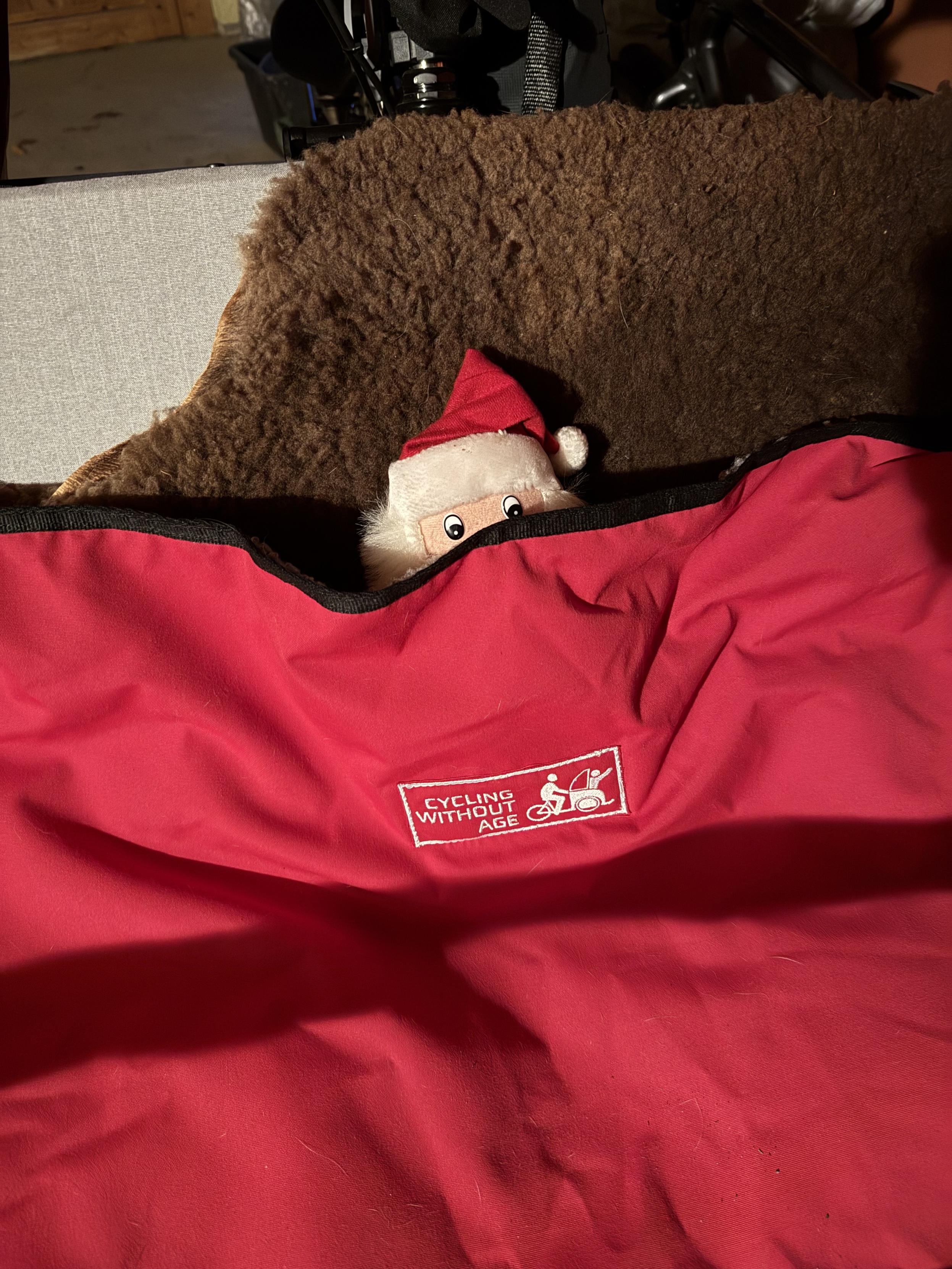 Kleiner Weihnachtsmann in der Rikscha 