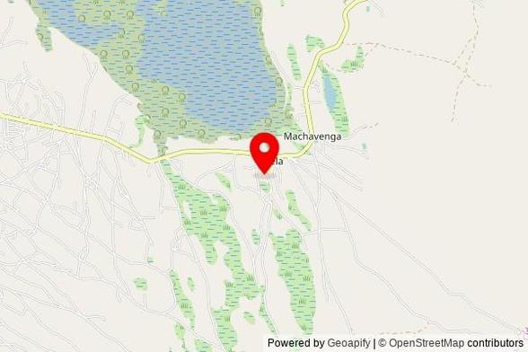 A partially zoomed out map with a pin at the position of Sao Bernadinho, N242, Inhambane, Mozambique