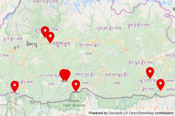 A map showing every place of worship we have visited so far in Bhutan including:
Shedra in Deothang
Wangdue Court of justice in Dzonkhag Thromde
Tsolingkhar Lhakhang in Tsholingkhar Toed
Sarpang Zangdopelri Stupa in Shompangkha
Tsolingkhar Lhakhang in Tsholingkhar Toed
Rinzin Samdrupcholing Lhakhang in Wanglakho_Thoong-Go
Sarpang Zangdopelri Stupa in Shompangkha
Tsirang Dratshang in Dzongkhag Thromde
Rinchending Goenpa རིན་ཆེན་ལྡིང་ དགོན་པ། in Dzongkhag Thromde
Tsolingkhar Lhakhang in Tsholingkhar Toed
Talon monastery in Goenmkha Mendrelgang