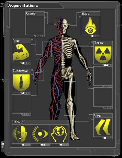 F3 - Ballistic Protection (Level 1)
F6 - Microfibral Muscle (Level 1)
F7 - Run Silent (Level 1)
F8 - Infravision (Level 1)
F9 - Environmental Resistance (Level 2)
F12 - Light (Level 2)