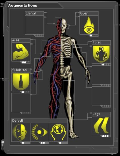 F3 - Ballistic Protection (Level 1)
F6 - Microfibral Muscle (Level 2)
F7 - Run Silent (Level 3)
F8 - Infravision (Level 1)
F9 - Energy Shield (Level 1)
F12 - Light (Level 2)