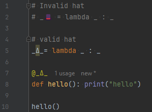 python source code abusing function decorators to add jolly hats to functions.