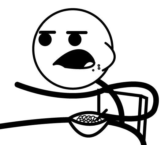 Stick figure talking with their mouth open. Eating a bowl of cereal.
