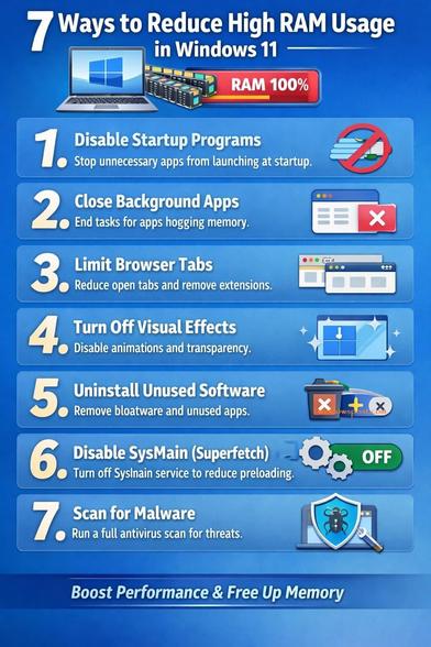 How to Fix High RAM Usage on Windows 11 (7 Practical Tweaks That Work)
