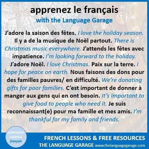 French vocabulary for Christmas cheer and the holiday spirit, image of Christmas decorations