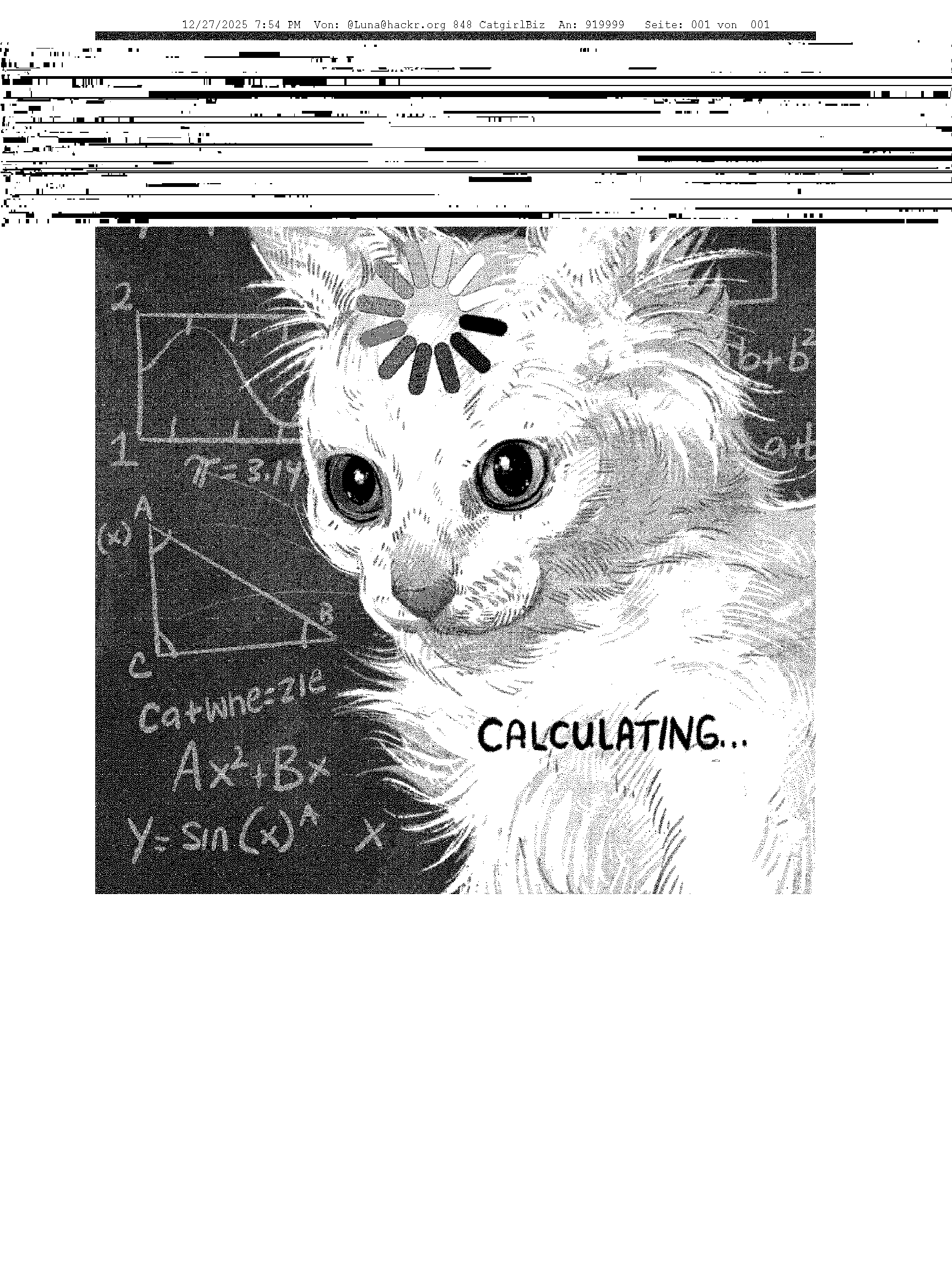 12/27/2025 7:54 PM Von: @Luna@hackr.org 848 CatgirlBiz An: 919999 Seite: 001 von 001