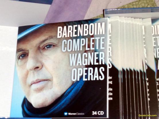 Image showing the complete works of Wagner, fanned out to show the huge pile of 34 disks for my listening enjoyment.