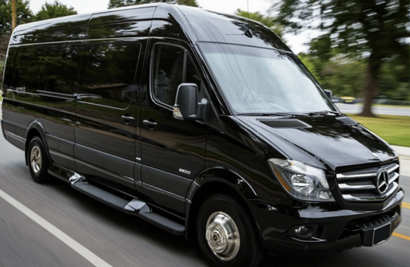 “Luxury Sprinter van in Chicago, professional chauffeur providing group, corporate, and airport transportation with Level Up Limo.”