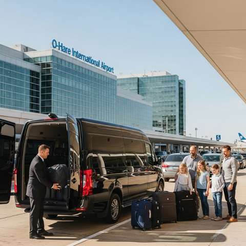 Luxury Sprinter shuttle van in Chicago, professional chauffeur providing group, corporate, and airport transportation by Level Up Limo.
