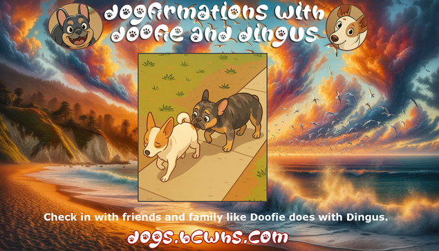 Dogfirmations with Doofie and Dingus: Wellness Check
 
Check in with friends and family like Doofie does with Dingus.