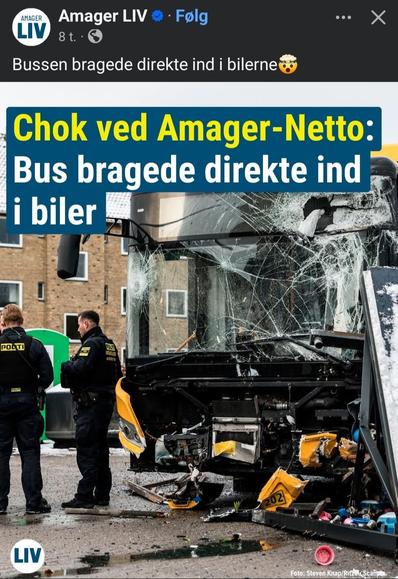 Amager Liv: Bussen bragede direkte ind i bilerne 🤯
Chok ved Amager-Netto: Bus bragede direkte ind i biler