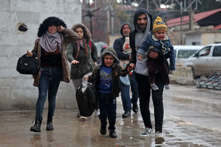 Families with children are evacuating.