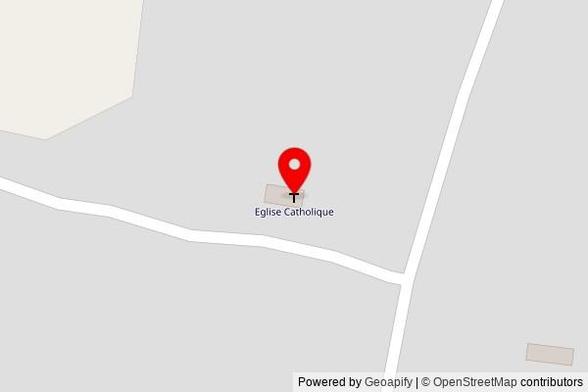 A zoomed out map with a pin at the position of Eglise Catholique, N20, Faladè, Togo