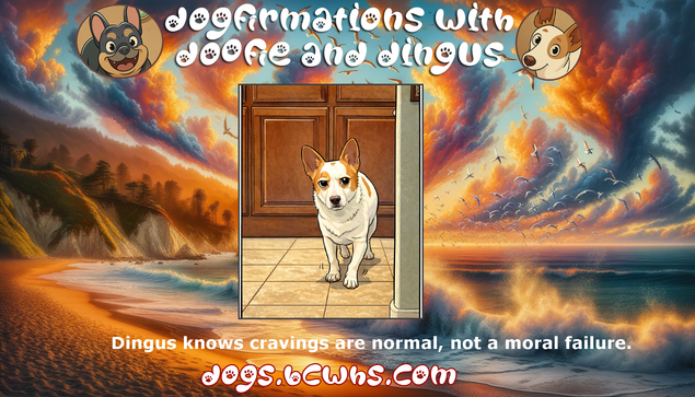 Dogfirmations with Doofie and Dingus: Cravings
 
Dingus knows cravings are normal, not a moral failure.