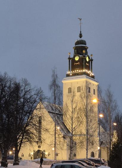 St Olof's church at an early 14-something dusk.