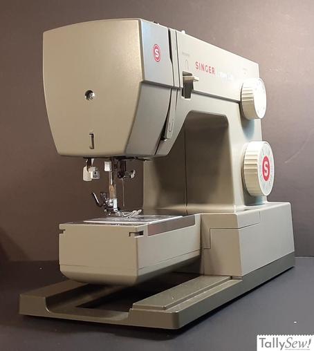 The Singer “Heavy Duty” sewing machine from the left end