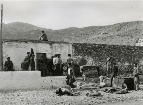 Gyaros Island of Exile - Bay 4, "...penitentiary centre, camp nr.4. Distribution of blankets." - ICRC V-P-HIST-E-06474.JPG 18.-19.10.1950