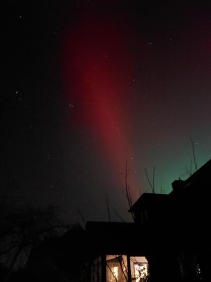 The northern lights, a big red woosh of light from my back yard.