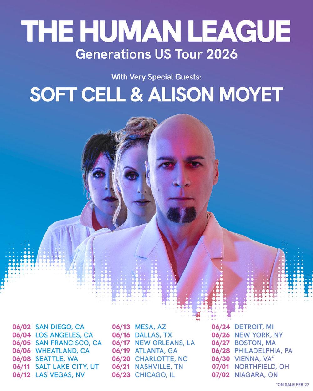 The Human League Generations tour poster, featuring Soft Cell and Alison Moyet
