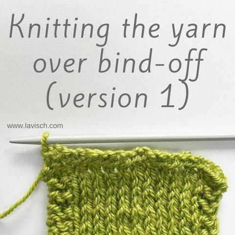 A swatch in green yarn, showing this particular YO bind-off