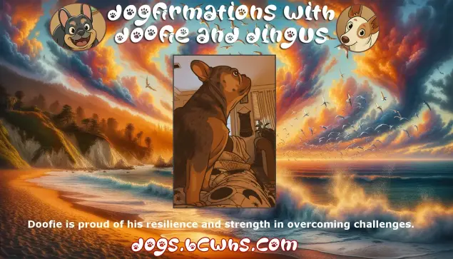 Dogfirmations with Doofie and Dingus: Challenges
 
Doofie is proud of his resilience and strength in overcoming challenges.