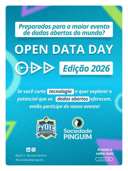 Arte de divulgação do evento open data day edição 2026