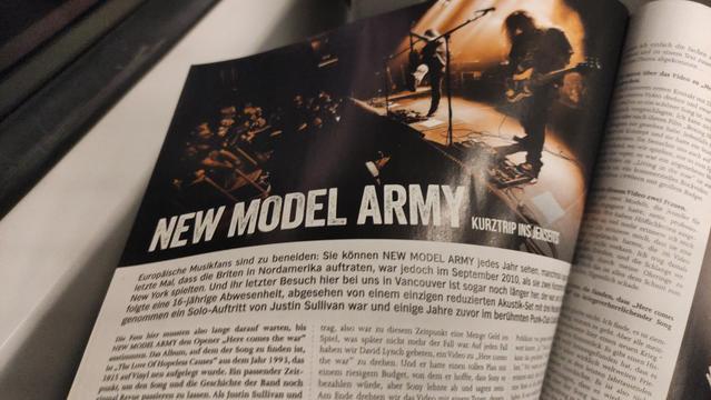 Ausschnitt aus dem Magazin OX, der mit New Model Army betitelt ist