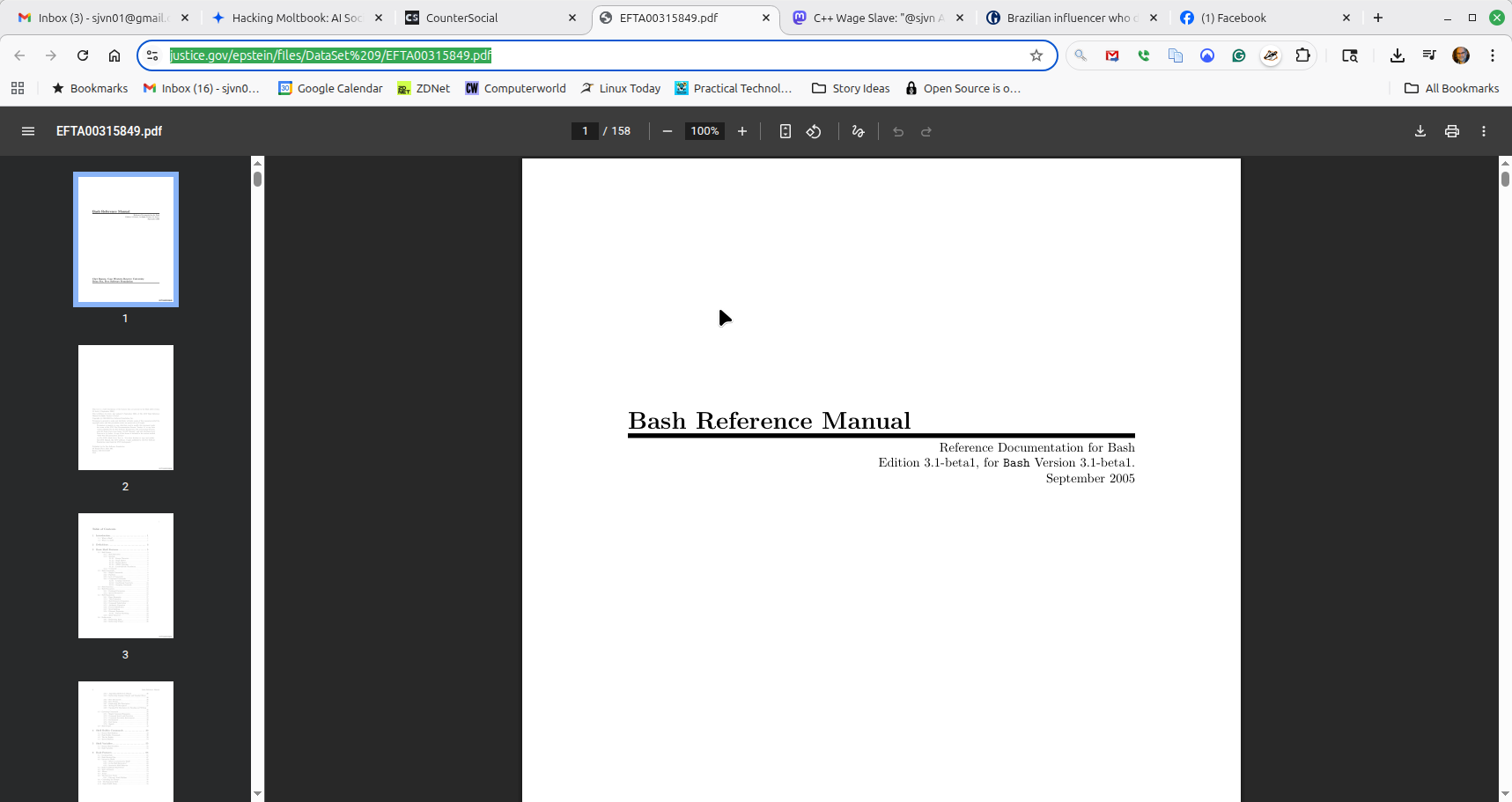 sjvn: "WTAF! The Bash Reference Manual is in the Epstein…" - Mastodon
