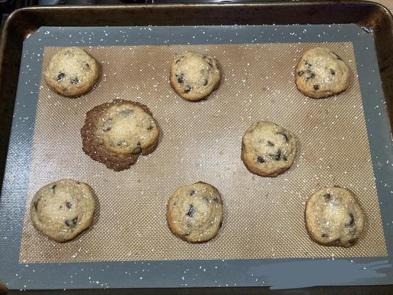 A sheet of cookies fresh from the oven and one is fucked up.