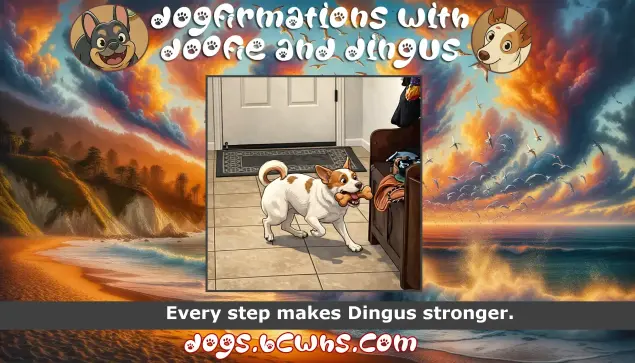 Dogfirmations with Doofie and Dingus: Every Little Step
 
Every step makes Dingus stronger.