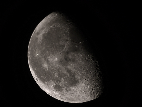 The Moon - telescope processed image.  The Moon is a Waning Gibbous. It is currently 71% illuminated, shrinking each night as it heads toward the Third Quarter phase on February 9.