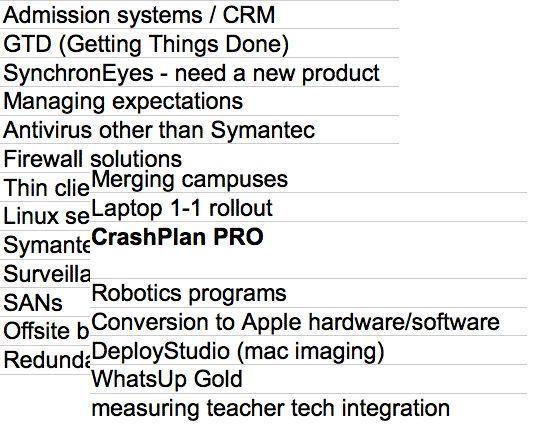 pre-conference crowdsourcing: list of a few of the topic suggestions at edACCESS 2010