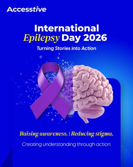 A minimal awareness graphic titled “International Epilepsy Day 2026” with the theme “Turning Stories into Action,” emphasizing awareness, understanding, and inclusive action for people living with epilepsy.