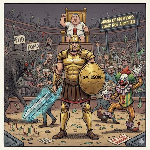 Benvenuti nell'Arena delle Emozioni! (Logica non ammessa) ⚔️🤡
Ogni giorno, Dash combatte la sua battaglia più grande nell'arena più irrazionale del mondo: il mercato crypto.
Contro il gladiatore Dash, armato di #FairValue a $5000+ e una spada forgiata con Code, Devs e Security, ci sono: 👹 Il mostro del FUD che strilla insicurezze. 👻 Il fantasma del FOMO che spinge all'acquisto impulsivo. 🎪 Il pagliaccio dell'HYPE che promette la luna (e spesso ti lascia al buio).
E sopra tutti, il "giudice" che banchetta sull'ignoranza.
Ma la verità è un'arma potente. La matematica non mente. La battaglia per il valore reale è appena iniziata. Chi vincerà?
#CFV -> #DashTo5000
#Dash #BuiltToLast #Crypto #DAO #Privacy #Freedom #Trustless #Sovereignty #Web3 #Fundamentals #Meme
https://x.com/ItaliaDash/status/2021088768644599822?s=20