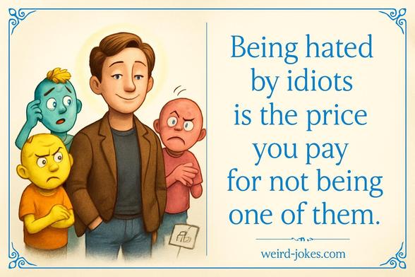 Being hated by idiots is the price you pay for not being one of them. 