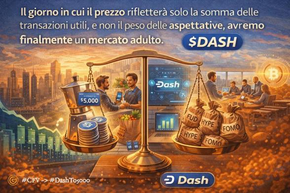 Il giorno in cui il prezzo rifletterà solo la somma delle transazioni utili, e non il peso delle aspettative, avremo finalmente un mercato adulto.
#CFV -> #DashTo5000
#Dash #BuiltToLast #Crypto #DAO #Privacy #Freedom #Trustless #Sovereignty #Web3 #Fundamentals
https://x.com/ItaliaDash/status/2021826873219502489?s=20